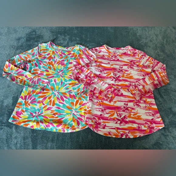 Lot of 2 Women's IBKUL Long Sleeve Mesh Detail Sleeve Tops Size Small Pickleball - Picture 1 of 12